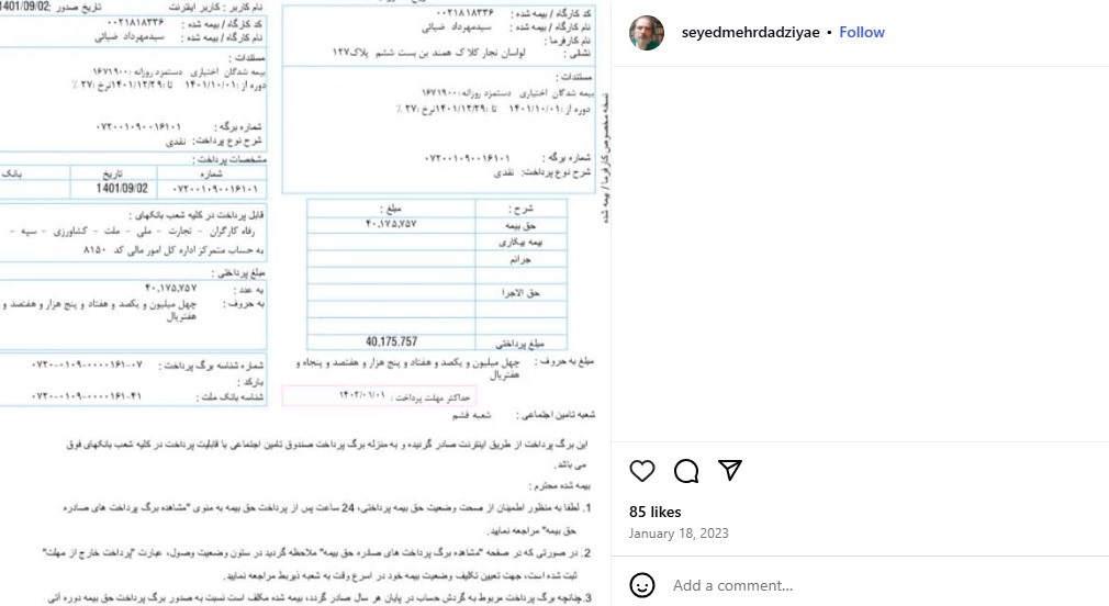 فیش حقوقی ضیایی