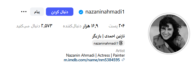 پیج اینستاگرام نازنین احمدی