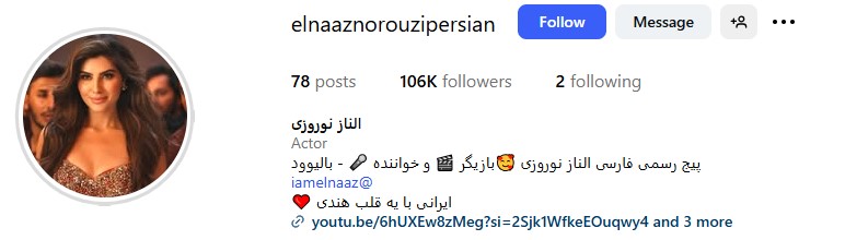 صفحه رسمی الناز نوروزی در اینستاگرام